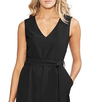 Vince Camuto Sleeveless Belted Wide Leg Crop Jumpsuit