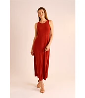 Vince Camuto Sleeveless Keyhole Back Crew Neck A-Line Maxi Dress