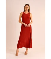 Vince Camuto Sleeveless Keyhole Back Crew Neck A-Line Maxi Dress