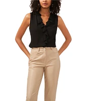 Vince Camuto Sleeveless V-Neck Ruffle Front Blouse