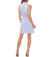 Vince Camuto Sleeveless V-Neck Stripe Wrap Dress