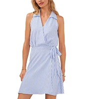 Vince Camuto Sleeveless V-Neck Stripe Wrap Dress