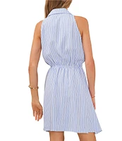 Vince Camuto Sleeveless V-Neck Stripe Wrap Dress