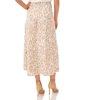 Vince Camuto Spotted Print Luxe Crepe De Chine Pull-On A-Line Midi Skirt