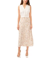 Vince Camuto Spotted Print Luxe Crepe De Chine Pull-On A-Line Midi Skirt