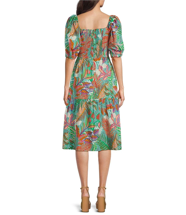 Vince Camuto Square Neck Short Puffed Sleeve Dress | Liberty Center
