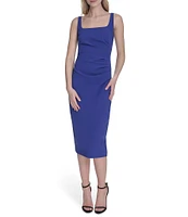 Vince Camuto Square Neckline Sleeveless Midi Sheath Dress
