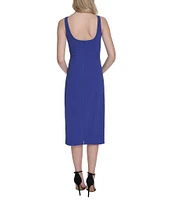 Vince Camuto Square Neckline Sleeveless Midi Sheath Dress