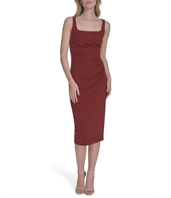 Vince Camuto Square Neckline Sleeveless Midi Sheath Dress
