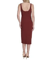 Vince Camuto Square Neckline Sleeveless Midi Sheath Dress