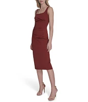 Vince Camuto Square Neckline Sleeveless Midi Sheath Dress