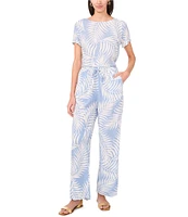 Vince Camuto Straight Leg Elastic Waist Printed Pants