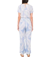 Vince Camuto Straight Leg Elastic Waist Printed Pants