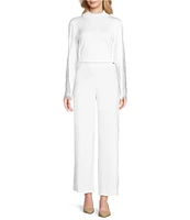 Vince Camuto Stretch Crepe Fit And Flare High Rise Flat Front Ankle Length Pant