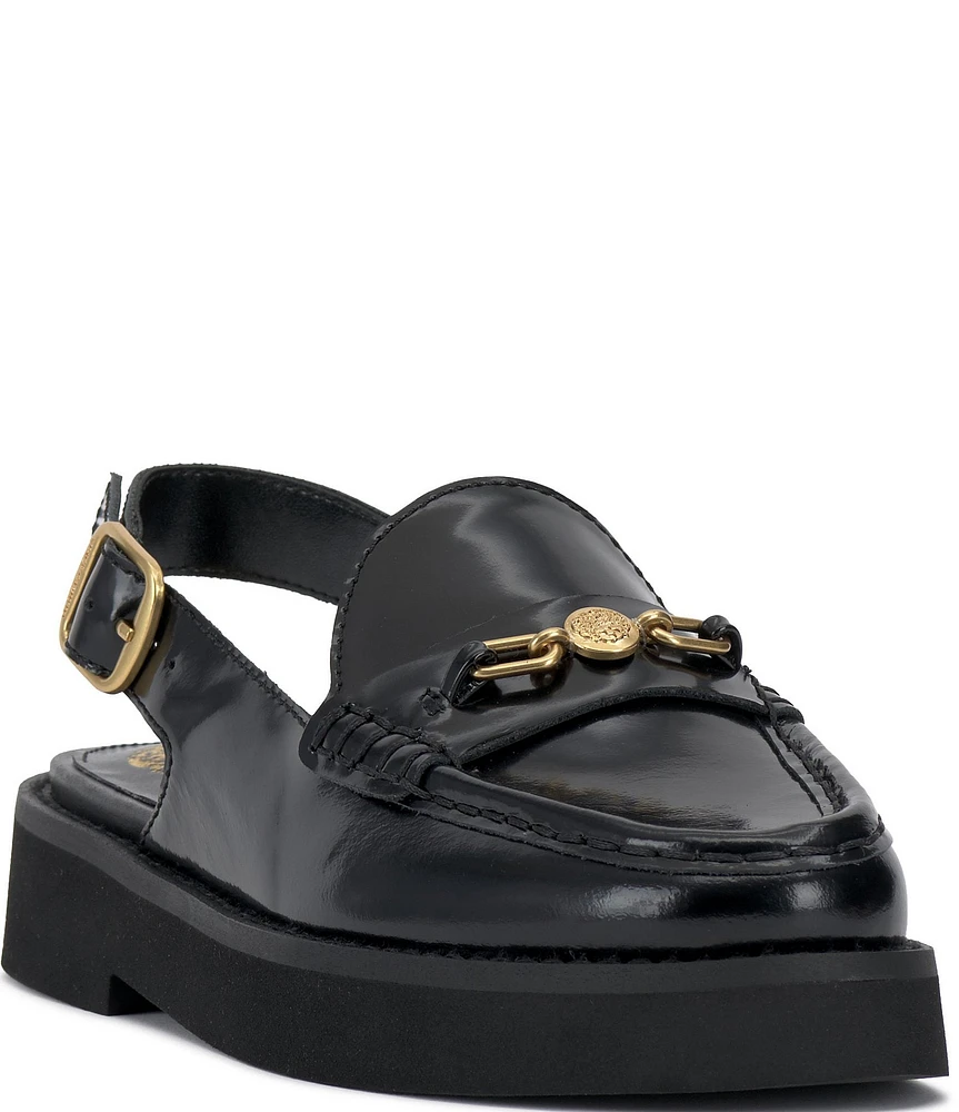 Vince Camuto Torrie Leather Hardware Detail Slingback Loafers