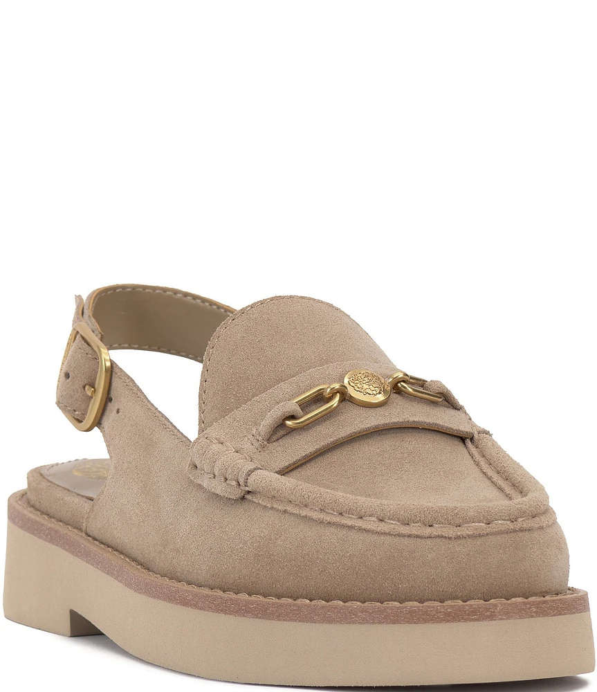 Vince Camuto Torrie Suede Hardware Detail Slingback Loafers