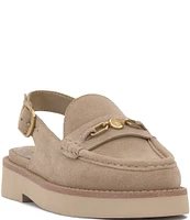 Vince Camuto Torrie Suede Hardware Detail Slingback Loafers