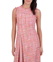 Vince Camuto Tweed Round Neck Sleeveless Asymmetrical A-Line Dress