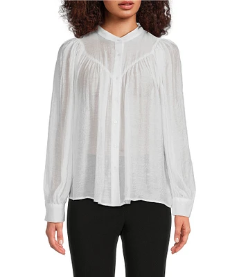 Vince Camuto Mandarin Collar Long Sleeve Button Front Blouse