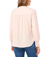 Vince Camuto V-Neck Long Sleeve Smocked Cuff Rumple Blouse