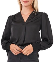 Vince Camuto V-Neck Long Sleeve Smocked Cuff Rumple Blouse