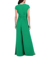 Vince Camuto V-Neck Short Sleeve Twist Front Jumpsuit