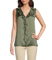 Vince Camuto V-Neck Sleeveless Ruffle Front Blouse