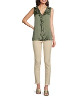 Vince Camuto V-Neck Sleeveless Ruffle Front Blouse