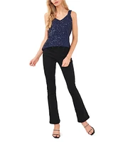 Vince Camuto V Neck Sleeveless Sequin Blouse