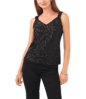 Vince Camuto V Neck Sleeveless Sequin Blouse