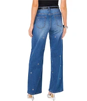 Vince Camuto Wide-Leg Grommet Detail Jeans