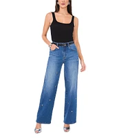 Vince Camuto Wide-Leg Grommet Detail Jeans