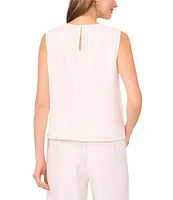 Vince Camuto Woven Crew Neck Sleeveless Coordinating Embroidered Cutout Tank