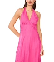 Vince Camuto Woven Halter Neck Sleeveless Beaded Maxi Dress