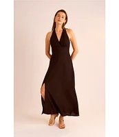Vince Camuto Woven Halter Neck Sleeveless Beaded Maxi Dress