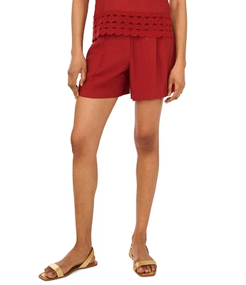 Vince Camuto Woven Pleated Elastic Back Waistband Shorts