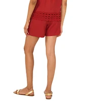 Vince Camuto Woven Pleated Elastic Back Waistband Shorts