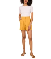 Vince Camuto Woven Pleated Elastic Back Waistband Shorts