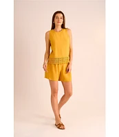 Vince Camuto Woven Pleated Elastic Back Waistband Shorts