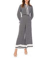 Vince Camuto Woven Printed Wide-Leg Pull-On Pants