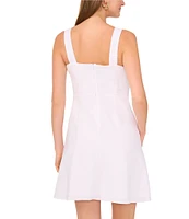Vince Camuto Woven Square Neck Sleeveless A-Line Dress