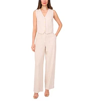 Vince Camuto Woven Stripe V-Neck Sleeveless Vest