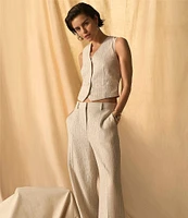 Vince Camuto Woven Stripe V-Neck Sleeveless Vest