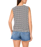 Vince Camuto Woven Surplice V-Neck Sleeveless Printed Top