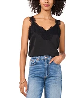 Vince Camuto Woven V-Neck Sleeveless Lace Trim Blouse