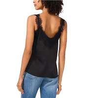 Vince Camuto Woven V-Neck Sleeveless Lace Trim Blouse