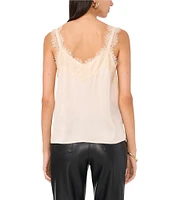 Vince Camuto Woven V-Neck Sleeveless Lace Trim Blouse