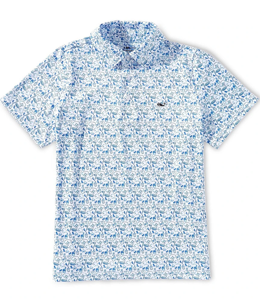 Vineyard Vines Big Boys Sankaty Baseball Print Polo Shirt