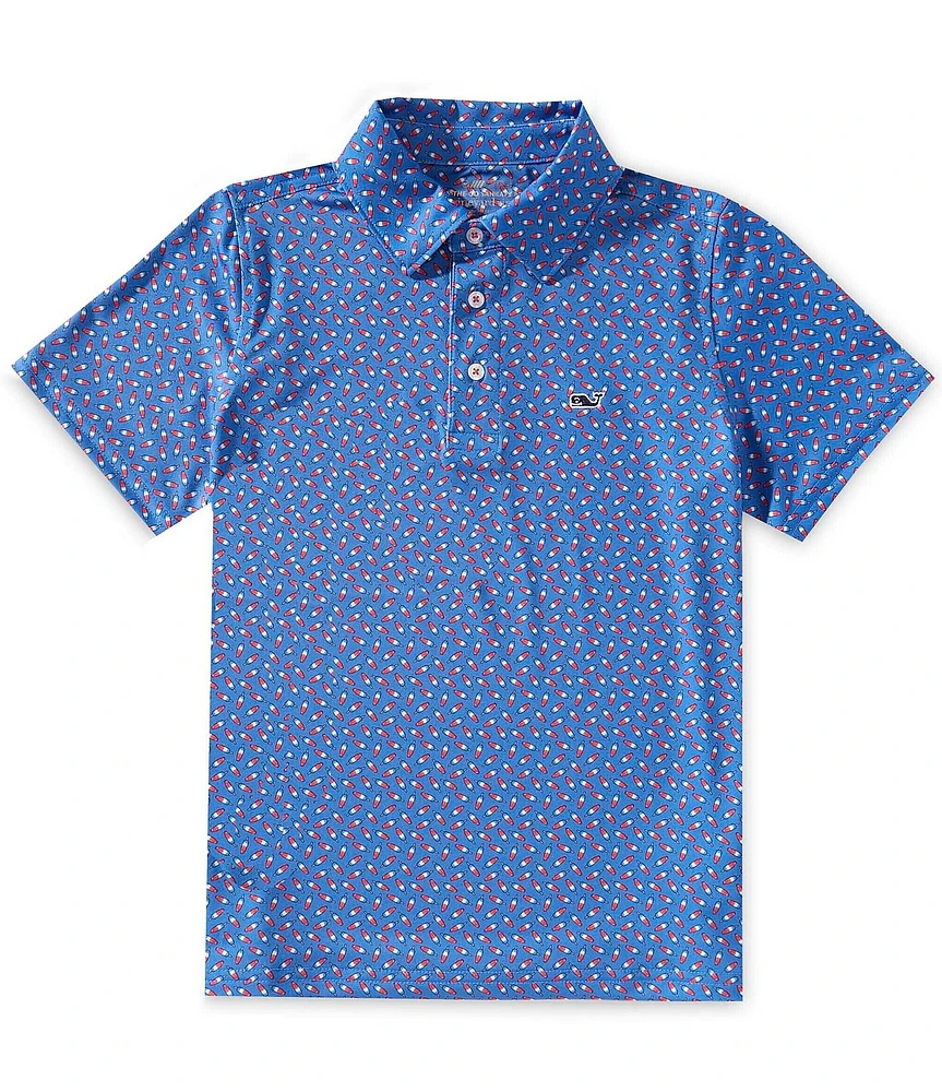 Vineyard Vines Big Boys Sankaty Print Performance Polo Shirt