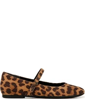 Vionic Alameda Suede Leopard Print Mary Jane Flats